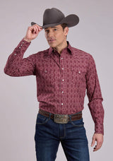 Roper Mens Long Sleeve Snap Linear Aztec Print Western Shirt - Roper - Flyclothing LLC