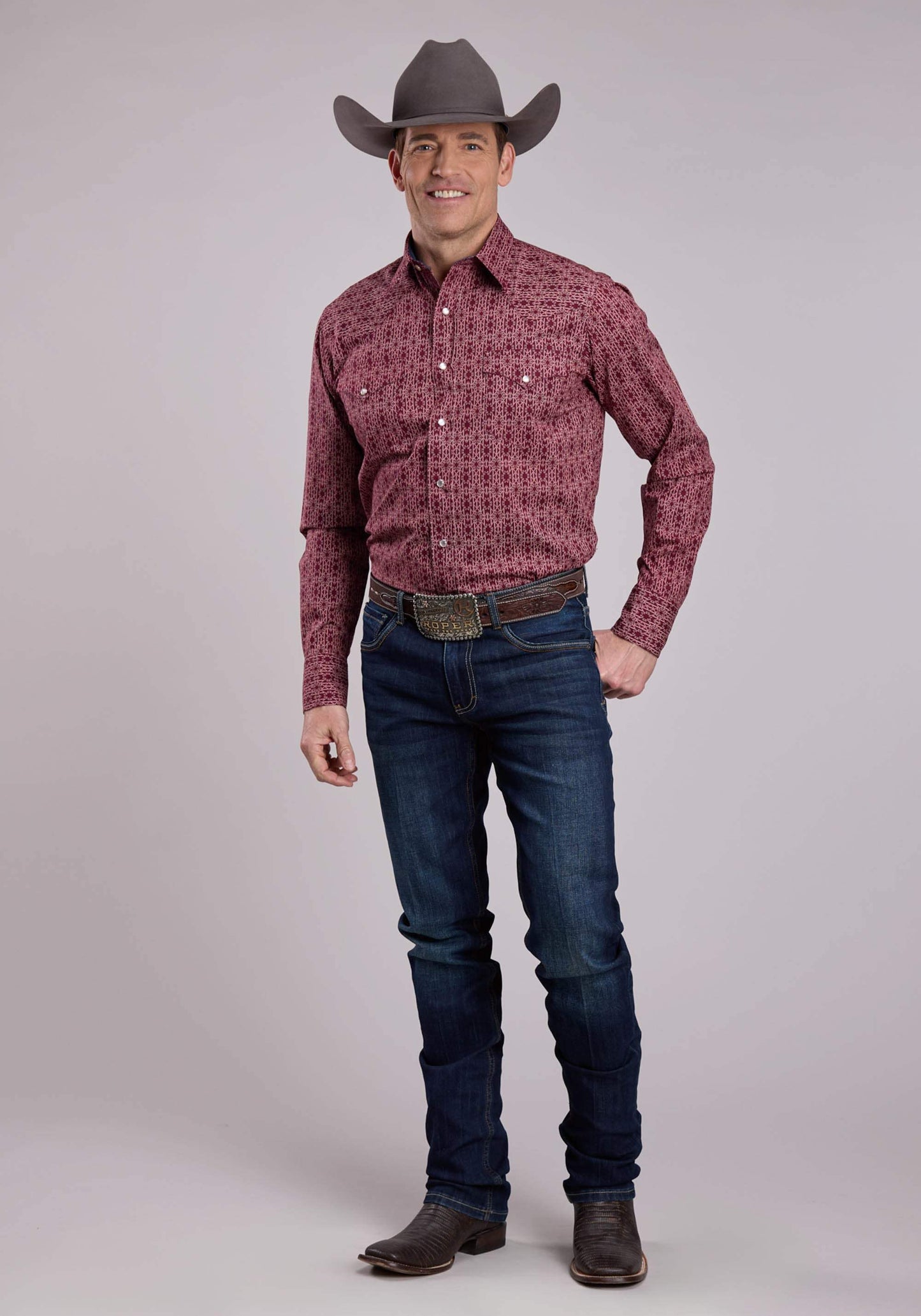 Roper Mens Long Sleeve Snap Linear Aztec Print Western Shirt - Roper - Flyclothing LLC