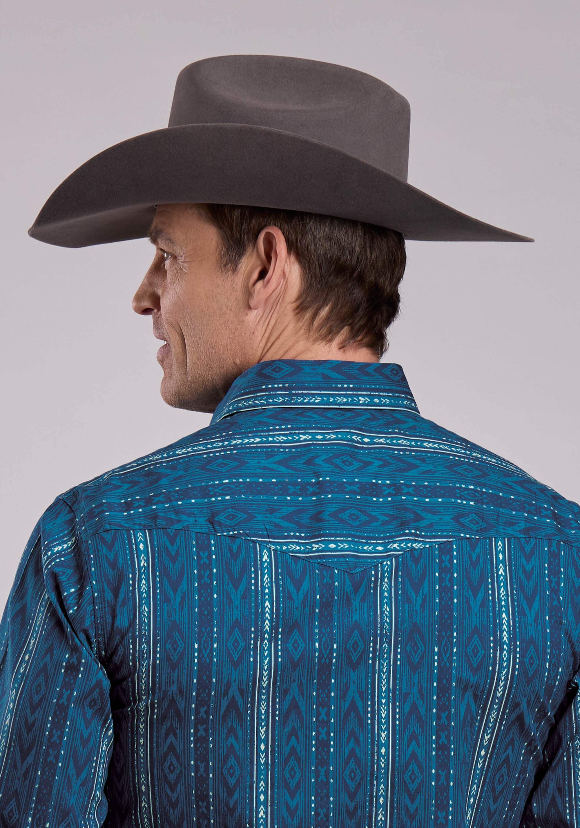 Roper Mens Long Sleeve Snap Diamond Navajo Print Western Shirt - Roper - Flyclothing LLC