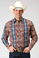 Roper Mens Long Sleeve Button Vertical Tropical Aztec Western Shirt - Roper - Flyclothing LLC