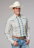 Roper Mens Long Sleeve Snap Vertical Aztec Stripe Western Shirt - Roper