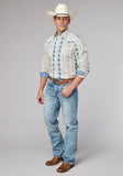 Roper Mens Long Sleeve Snap Vertical Aztec Stripe Western Shirt - Roper