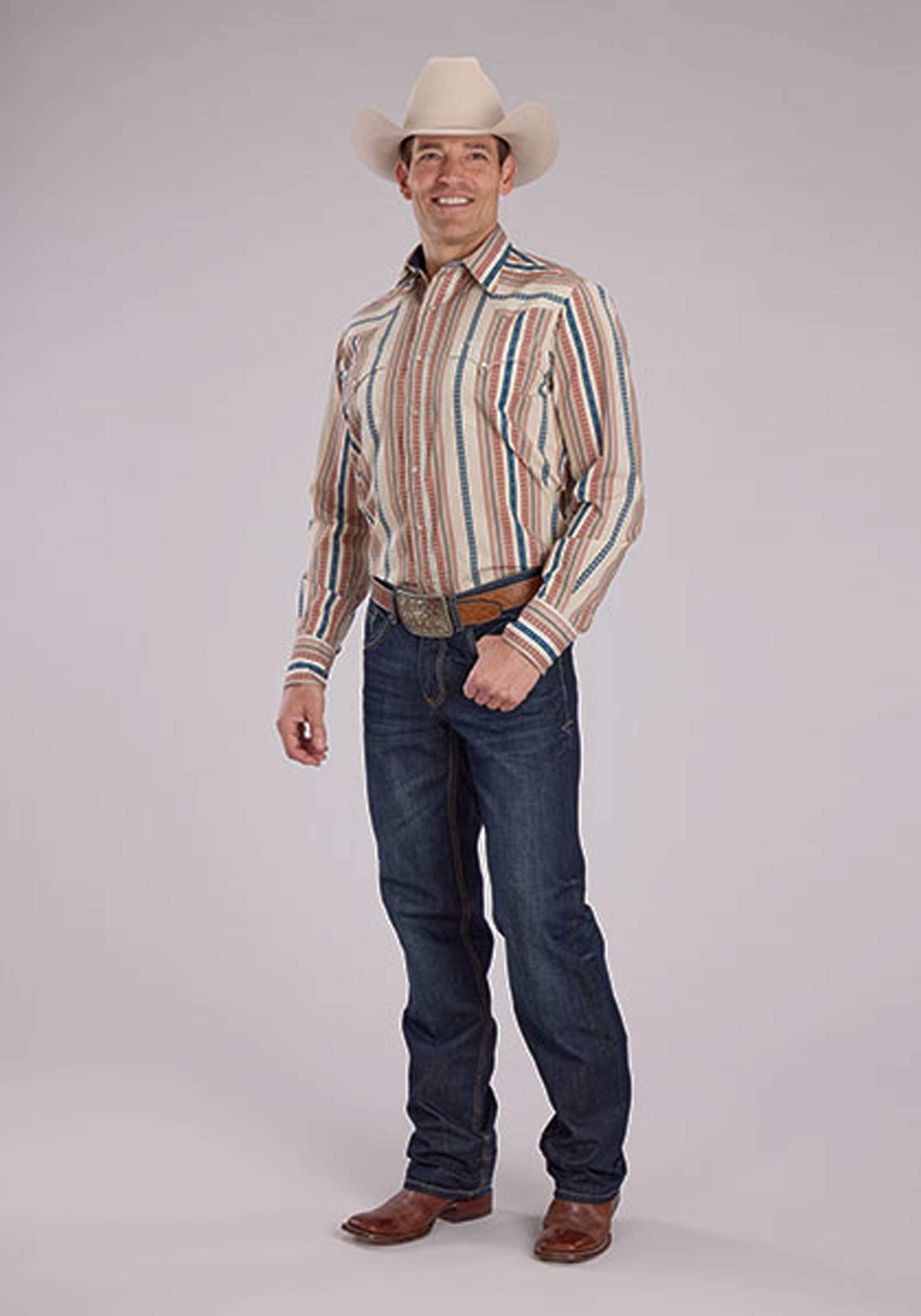 Roper Mens Long Sleeve Snap Southwest Vertical Stripe Western Shirt - Roper - Flyclothing LLC