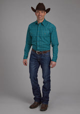Roper Mens Micro Aztec Print Long Sleeve Snap Western Shirt