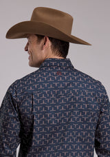 Mens Roper Longhorn Print Long Sleeve Snap Shirt