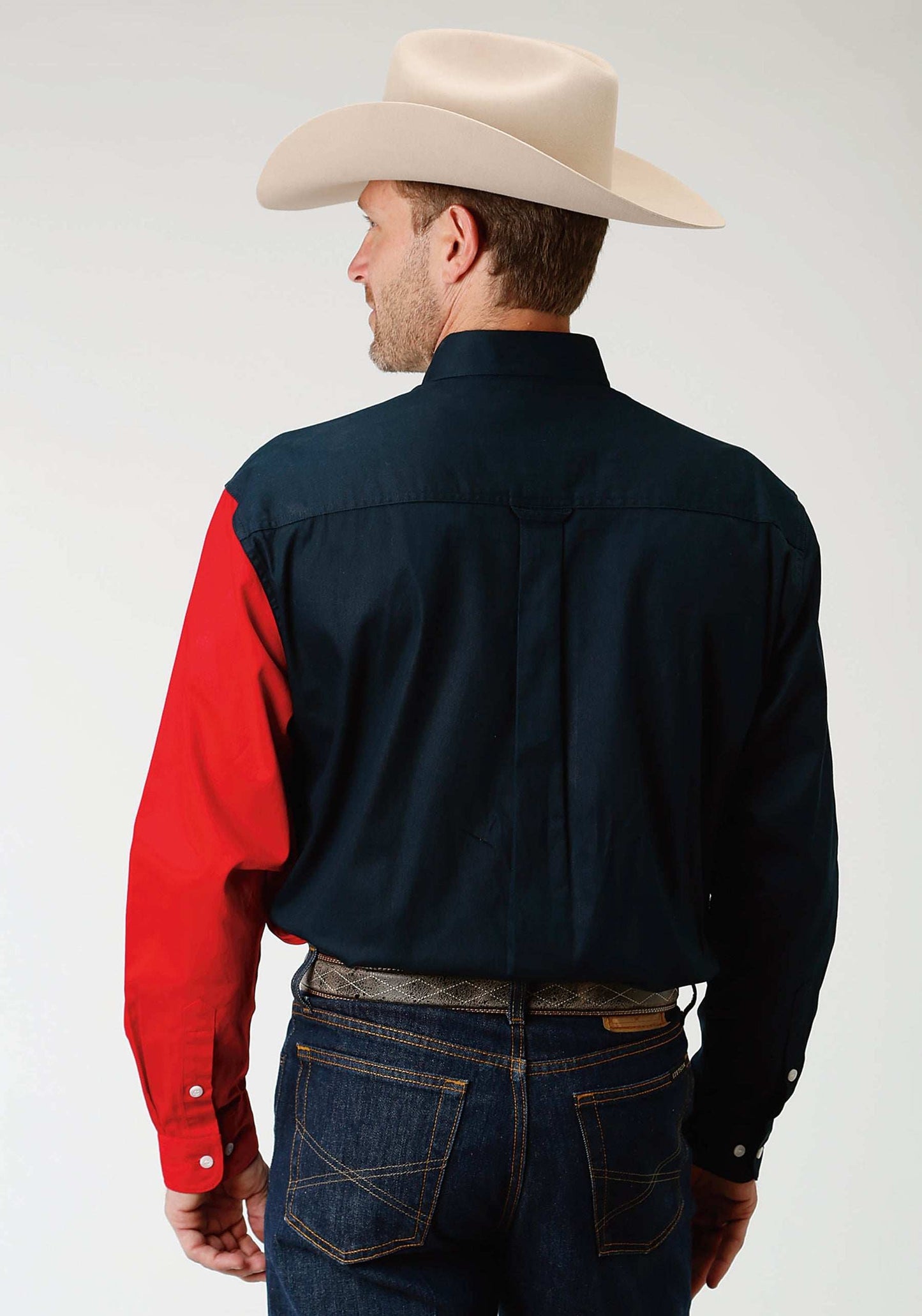 Roper Mens Red White And Blue Pieced Texas Flag Long Sleeve Western Snap Shirt - Roper - Flyclothing LLC