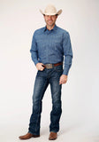 Roper Mens Long Sleeve Snap Medallion Paisley Western Shirt - Roper
