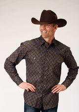 Roper Mens Long Sleeve Snap Diamond Medallion Western Shirt - Roper - Flyclothing LLC