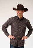 Roper Mens Long Sleeve Snap Diamond Medallion Western Shirt - Roper