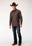 Roper Mens Long Sleeve Snap Diamond Medallion Western Shirt - Roper