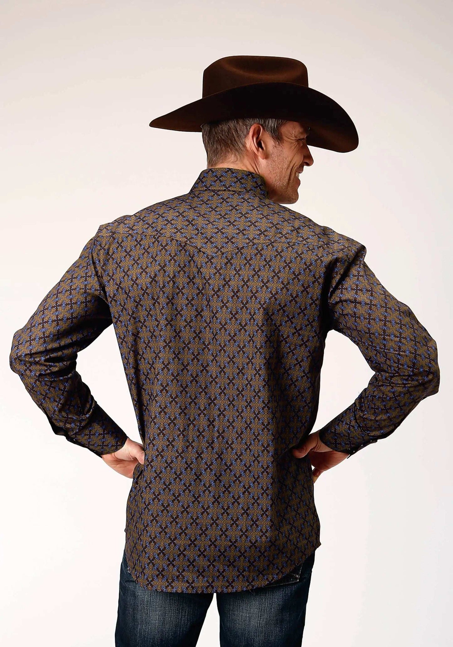 Roper Mens Long Sleeve Snap Diamond Medallion Western Shirt - Roper - Flyclothing LLC
