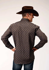 Roper Mens Long Sleeve Snap Diamond Medallion Western Shirt - Roper - Flyclothing LLC
