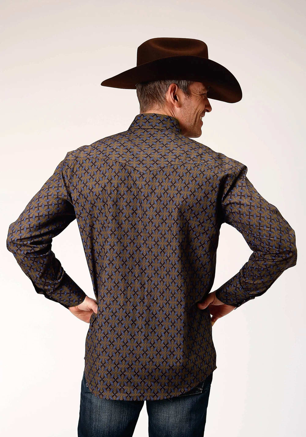 Roper Mens Long Sleeve Snap Diamond Medallion Western Shirt - Roper - Flyclothing LLC