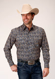 Roper Mens Long Sleeve Snap Vintage Paisley Western Shirt - Roper