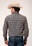Roper Mens Long Sleeve Snap Vintage Paisley Western Shirt - Roper
