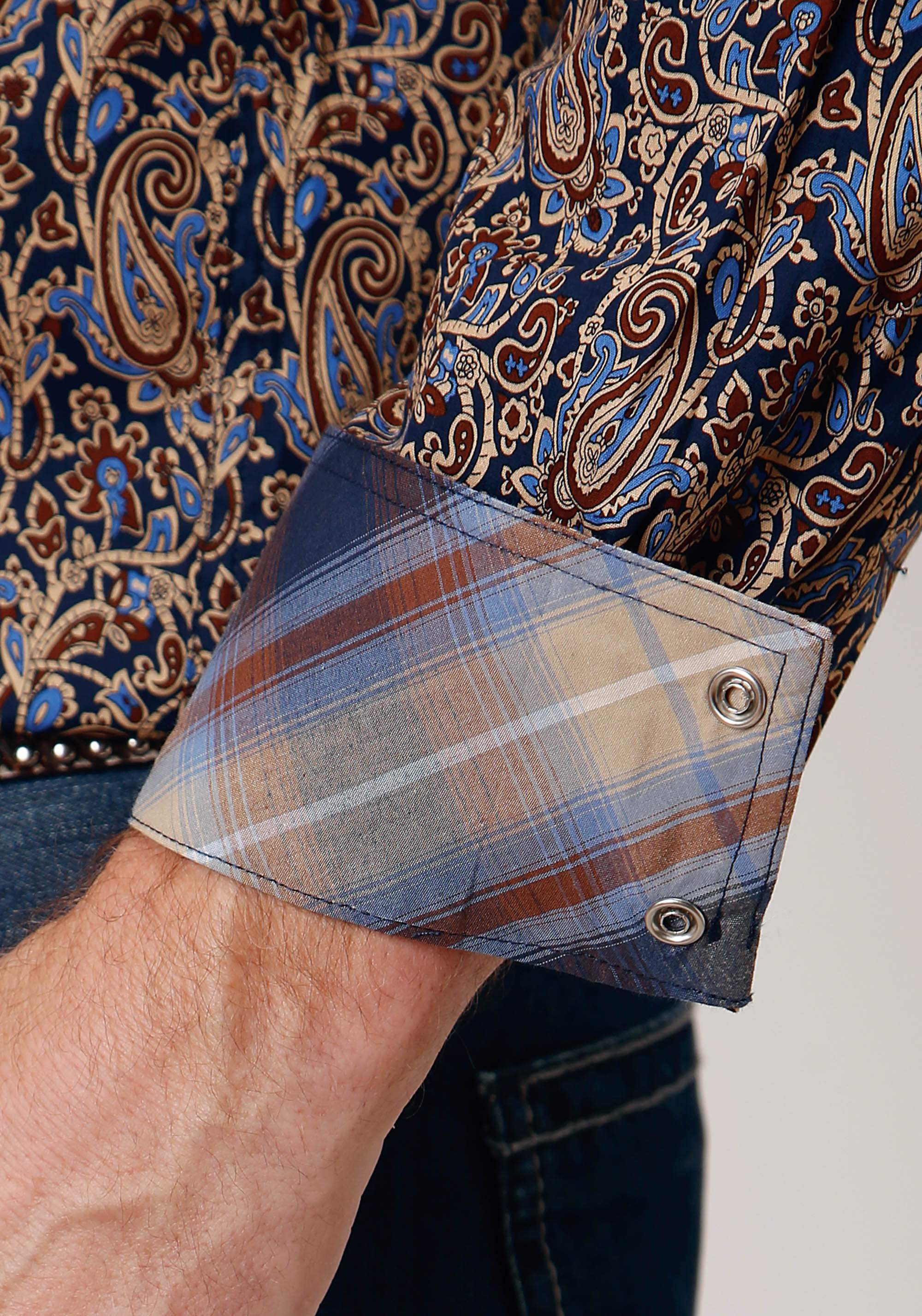 Roper Mens Long Sleeve Snap Vintage Paisley Western Shirt - Roper - Flyclothing LLC