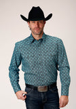 Roper Mens Long Sleeve Snap Lattice Medallion Print Western Shirt - Roper
