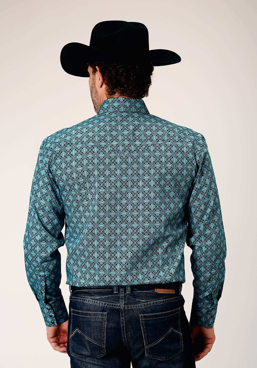 Roper Mens Long Sleeve Snap Lattice Medallion Print Western Shirt - Roper - Flyclothing LLC