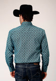 Roper Mens Long Sleeve Snap Lattice Medallion Print Western Shirt - Roper