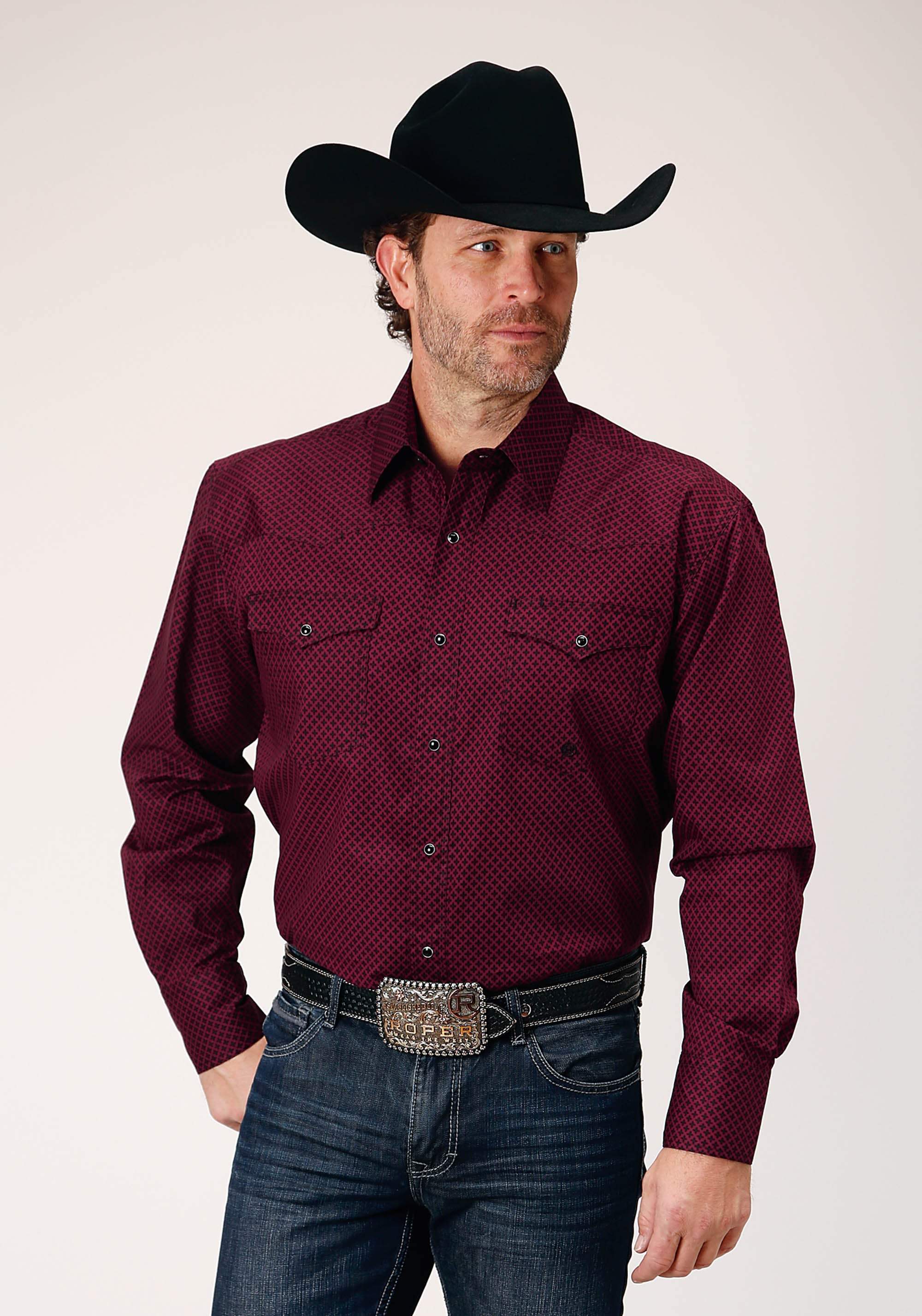 Roper Mens Long Sleeve Snap Four Leaf Foulard Western Shirt - Roper - Flyclothing LLC