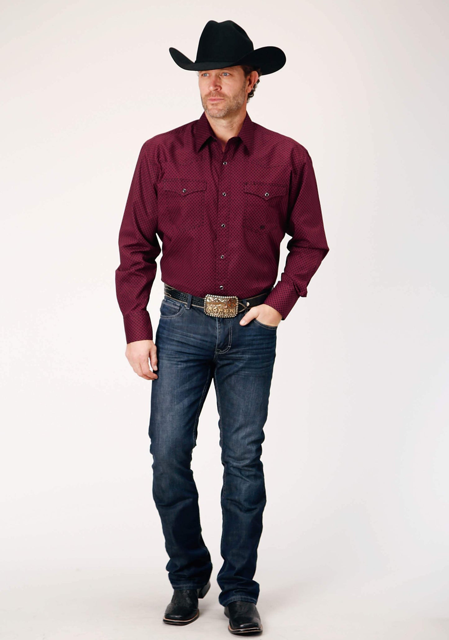 Roper Mens Long Sleeve Snap Four Leaf Foulard Western Shirt - Roper - Flyclothing LLC