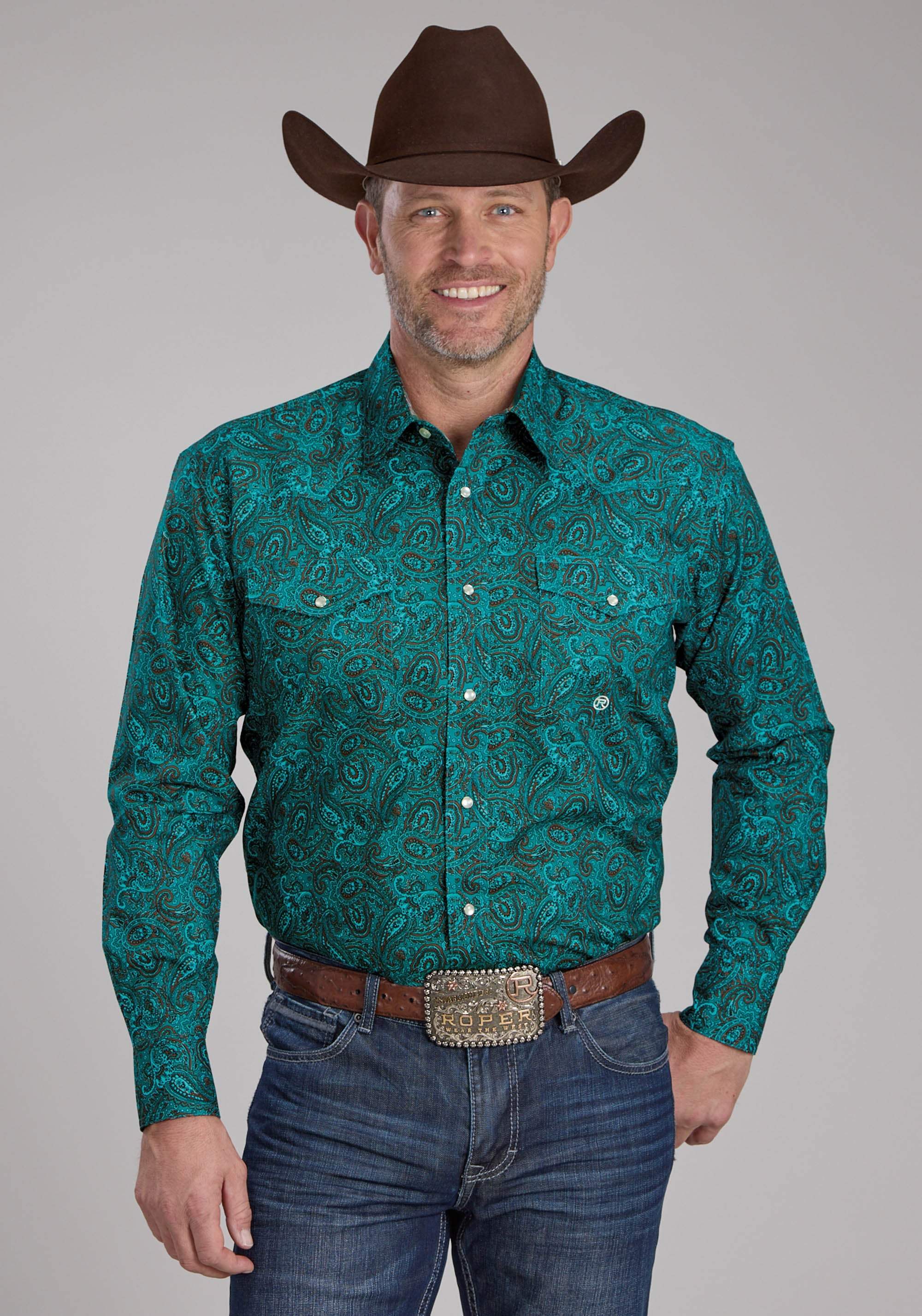 Roper Mens Mallard Paisley Long Sleeve Snap Western Shirt - Roper - Flyclothing LLC