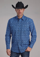Roper Mens Saphire Ornamental Long Sleeve Snap Western Shirt