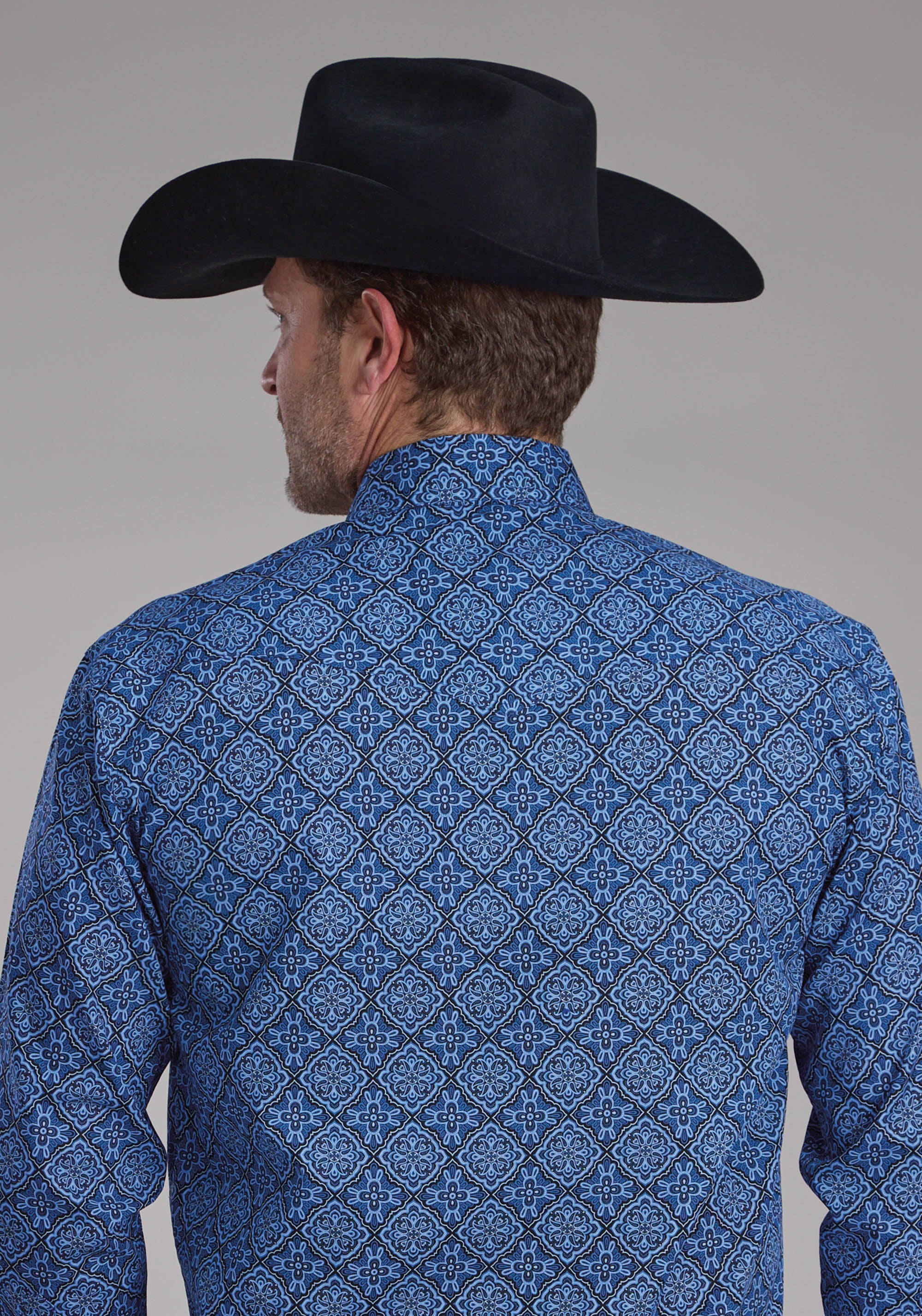 Roper Mens Saphire Ornamental Long Sleeve Snap Western Shirt