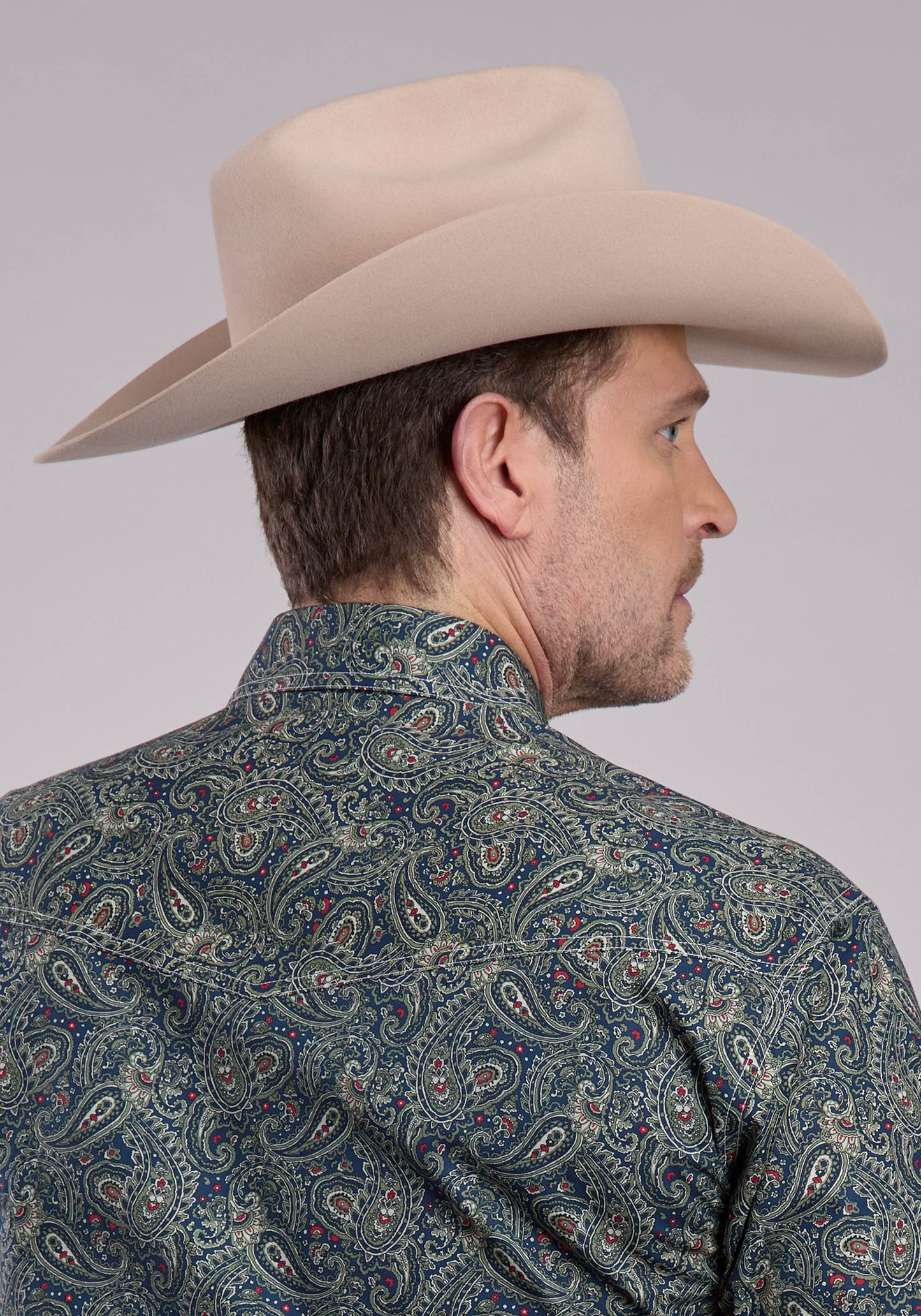 Roper Mens Long Sleeve Snap Forest Paisley Western Shirt