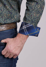 Roper Mens Long Sleeve Snap Forest Paisley Western Shirt