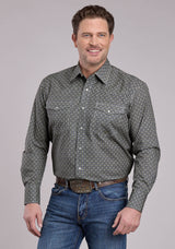 Roper Mens Long Sleeve Snap Pine Foulard Western Shirt