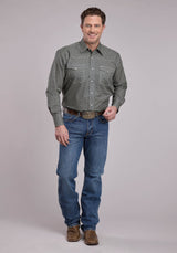 Roper Mens Long Sleeve Snap Pine Foulard Western Shirt