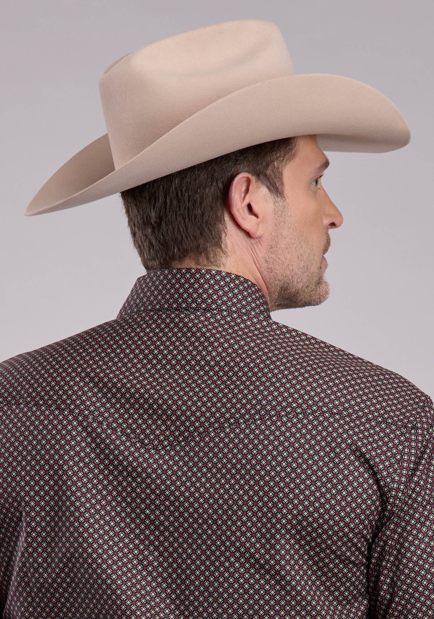 Roper Mens Long Sleeve Snap Red Star Geo Western Shirt