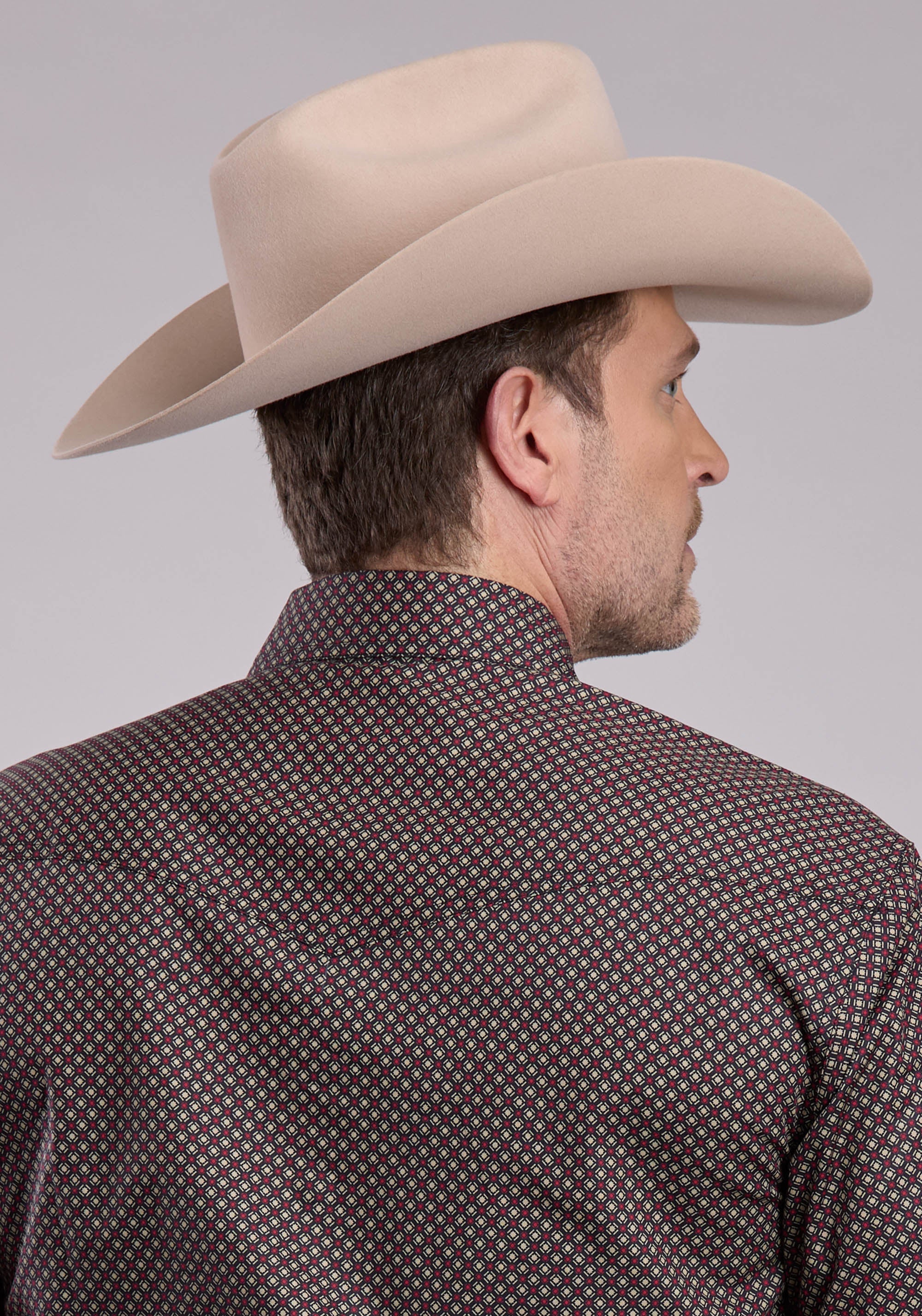 Roper Mens Long Sleeve Snap Red Star Geo Western Shirt
