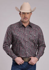 Roper Mens Long Sleeve Snap Iron Paisley Western Shirt