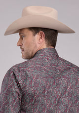 Roper Mens Long Sleeve Snap Iron Paisley Western Shirt