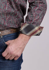 Roper Mens Long Sleeve Snap Iron Paisley Western Shirt