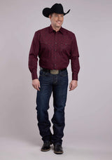 Roper Mens Long Sleeve Snap Garnet Medallion Western Shirt - Roper - Flyclothing LLC