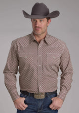 Roper Mens Stretch Four Point Foulard - Wine Long Sleeve Snap Western Shirt - Roper - Flyclothing LLC