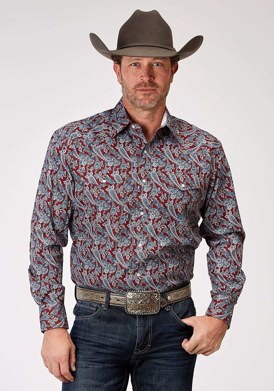 Roper Mens Long Sleeve Snap Red River Paisley Western Shirt - Roper - Flyclothing LLC