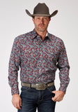 Roper Mens Long Sleeve Snap Red River Paisley Western Shirt - Roper