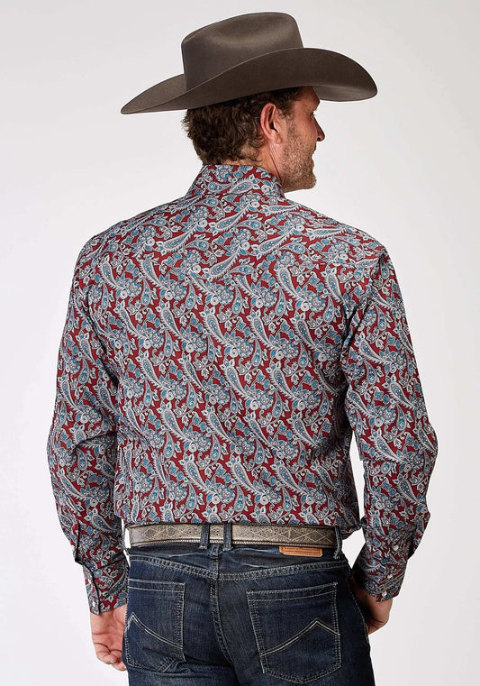 Roper Mens Long Sleeve Snap Red River Paisley Western Shirt - Roper - Flyclothing LLC
