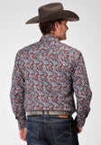 Roper Mens Long Sleeve Snap Red River Paisley Western Shirt - Roper