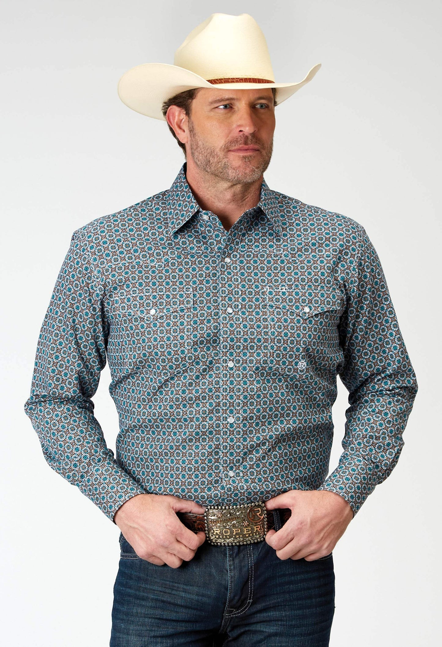 Roper Mens Long Sleeve Snap Frontier Foulard Western Shirt - Roper - Flyclothing LLC