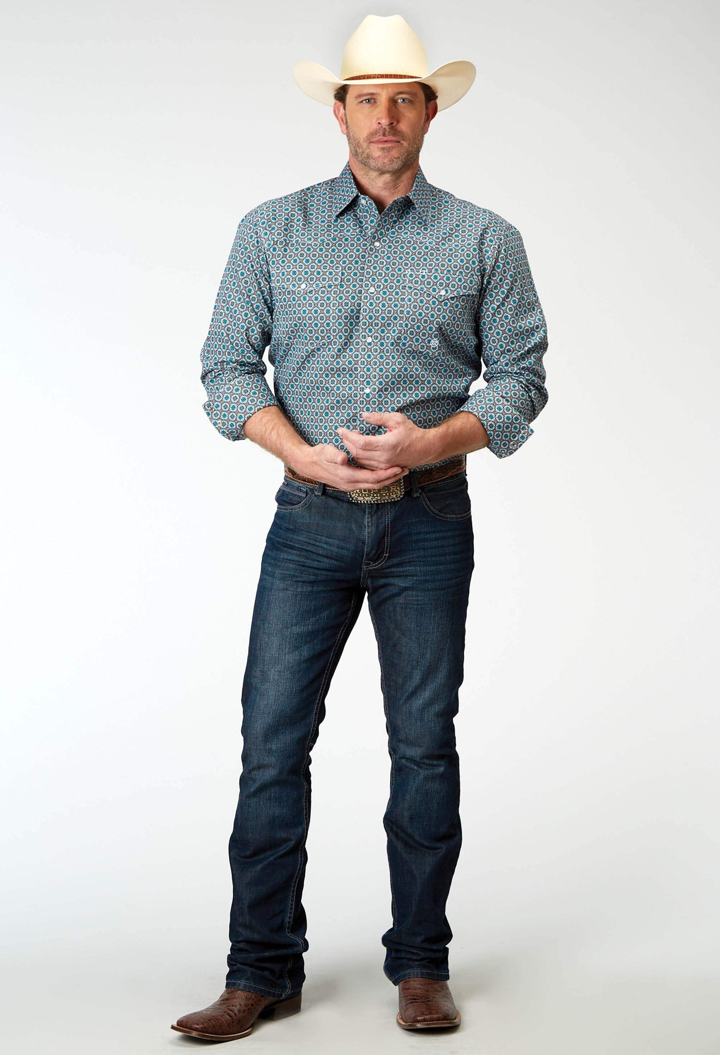 Roper Mens Long Sleeve Snap Frontier Foulard Western Shirt - Roper - Flyclothing LLC