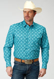 Roper Mens Long Sleeve Snap Lake Medallion Western Shirt - Roper