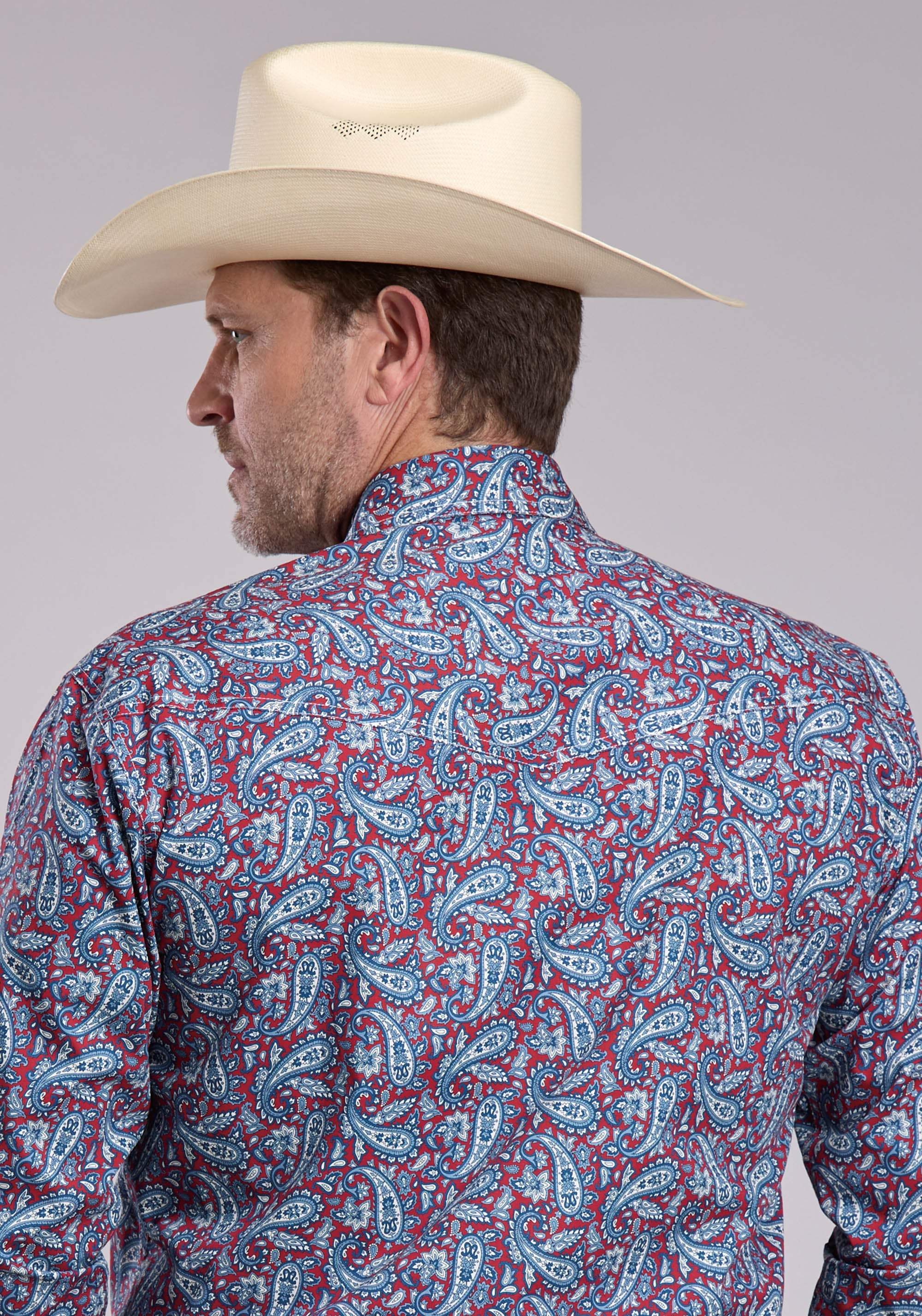 Mens Roper Bandana Paisley Long Sleeve Snap Shirt - Roper - Flyclothing LLC