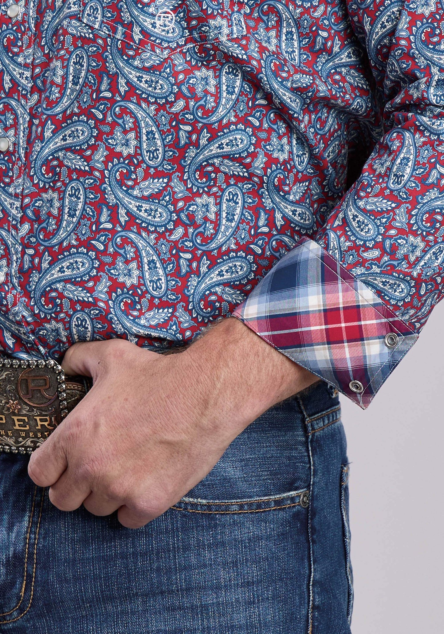 Mens Roper Bandana Paisley Long Sleeve Snap Shirt - Roper - Flyclothing LLC