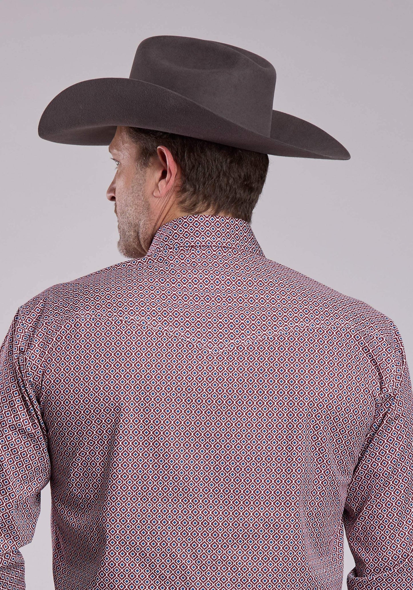 Mens Roper Red Tile Foulard Long Sleeve Snap Shirt - Roper - Flyclothing LLC