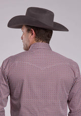 Mens Roper Red Tile Foulard Long Sleeve Snap Shirt - Roper - Flyclothing LLC